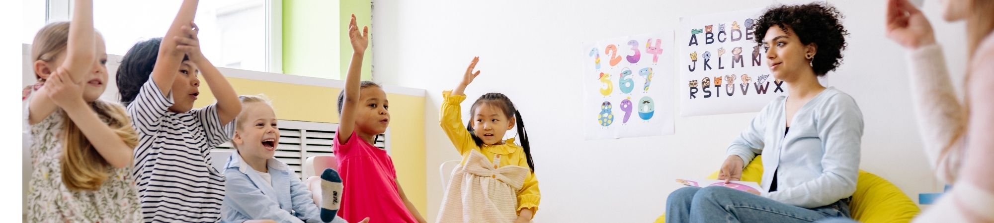 Daycare teacher and students